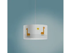 Lámpara Suspendida-Sospensione Moderna Decokids Polilux ® Grafica Giraffa 1 Luce E27 Blanco