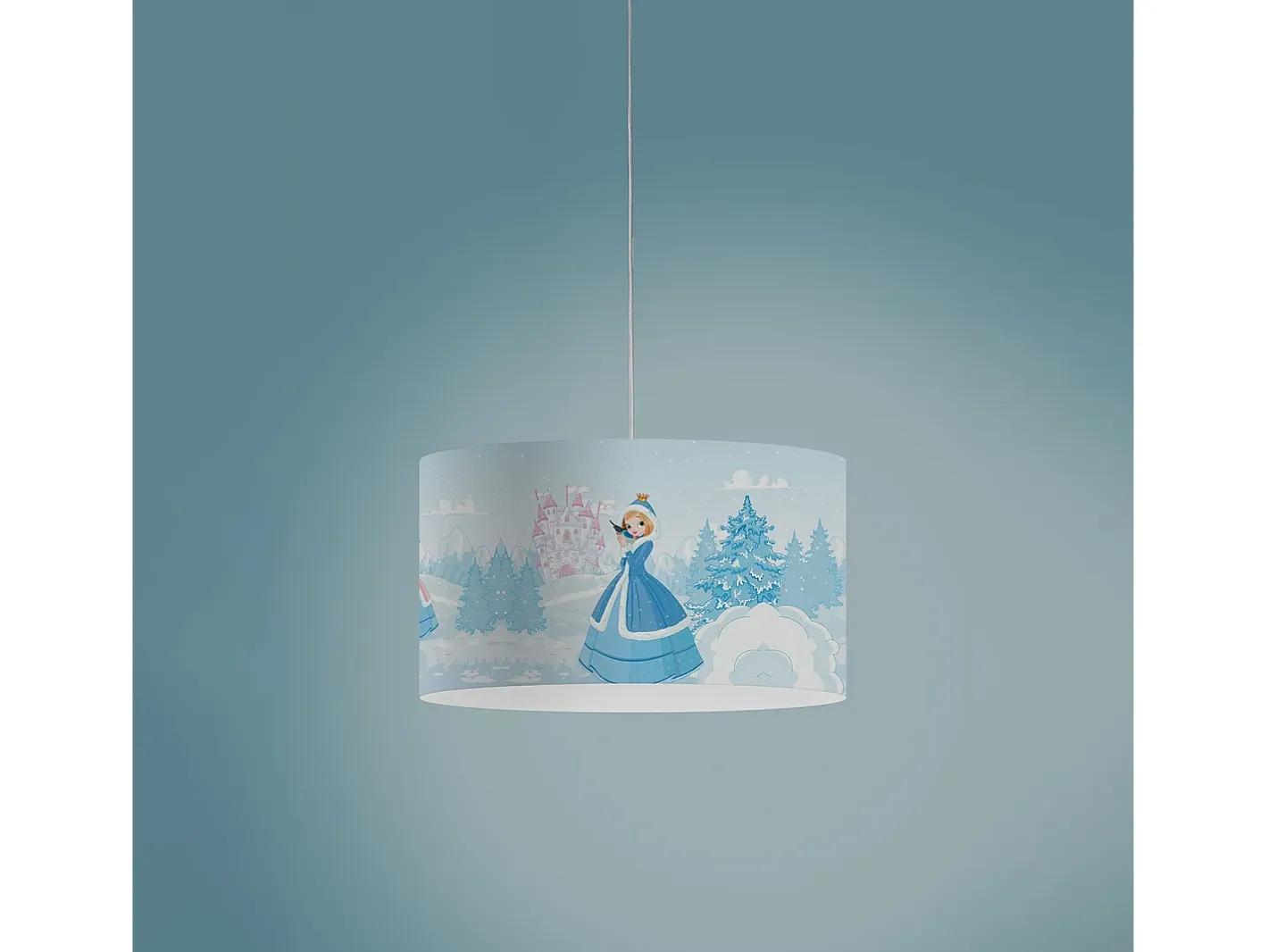 Clearance Sospensione Moderna Decokids Polilux ® Grafica Principessa 1 Luce E27 Blanco