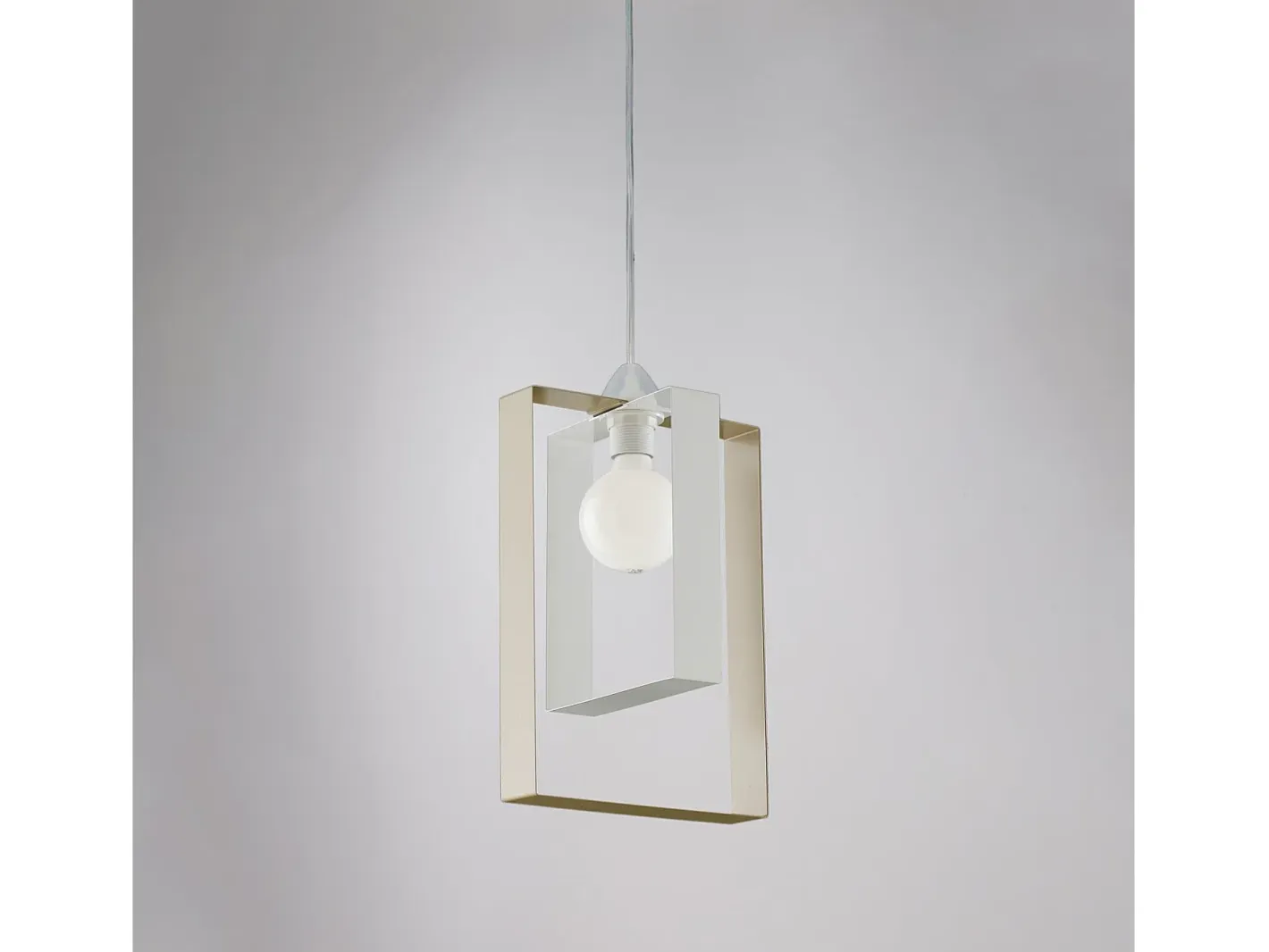 Sospensione Moderna Duplo 1 Luce Ferro Laccato Bianco E Tortora Topo Best