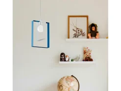 Sale Sospensione Moderna Duplo 1 Luce Ferro Laccato Bianco E Azzurro Blanco
