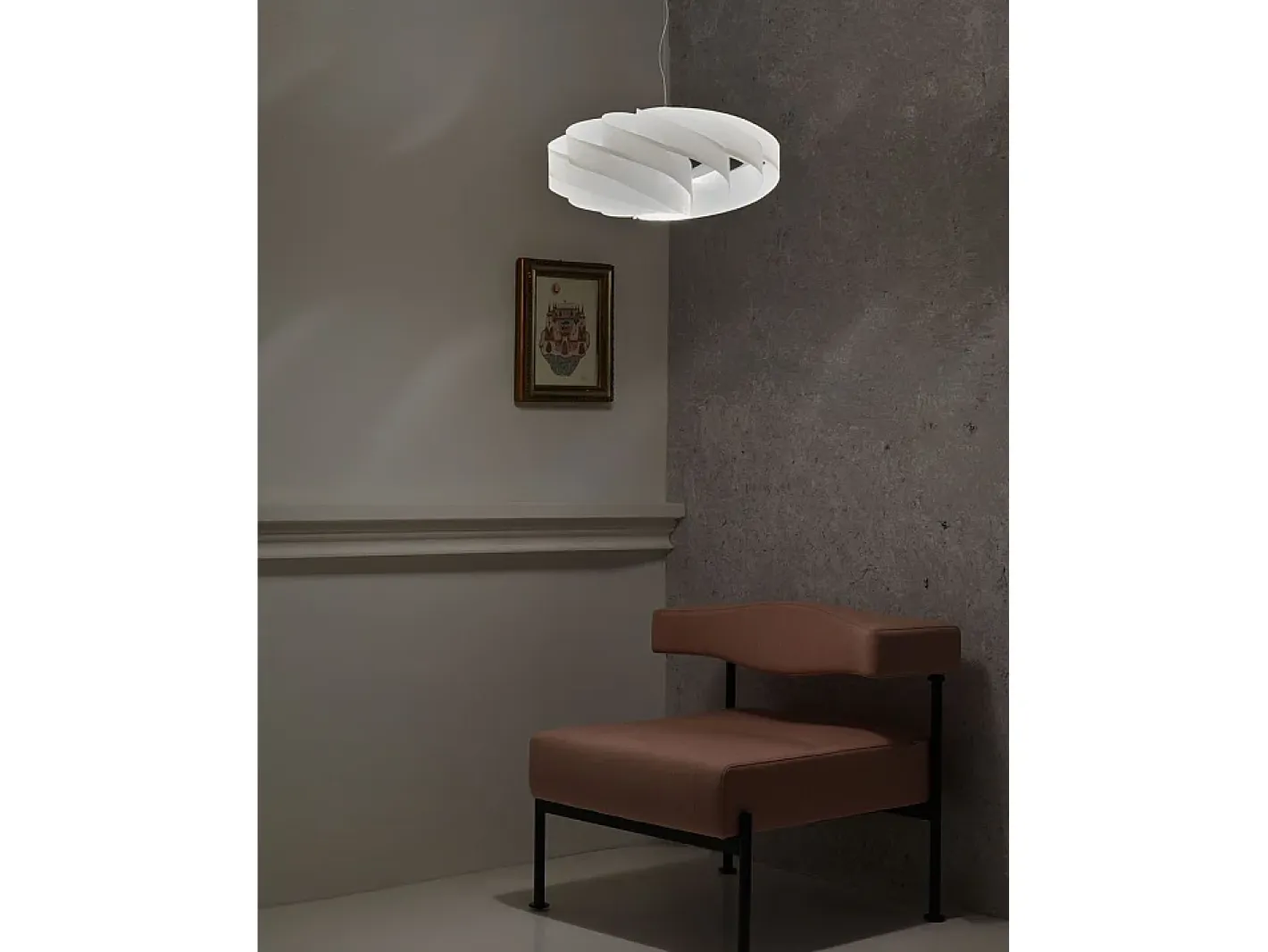 Clearance Sospensione Moderna Flat Polilux ® Bianco E Metallo Cromo 1 Luce E27 D50Cm Blanco