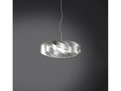 Sospensione Moderna Flat Polilux ® Argento E Metallo Cromo 1 Luce E27 D60Cm Plateado Discount