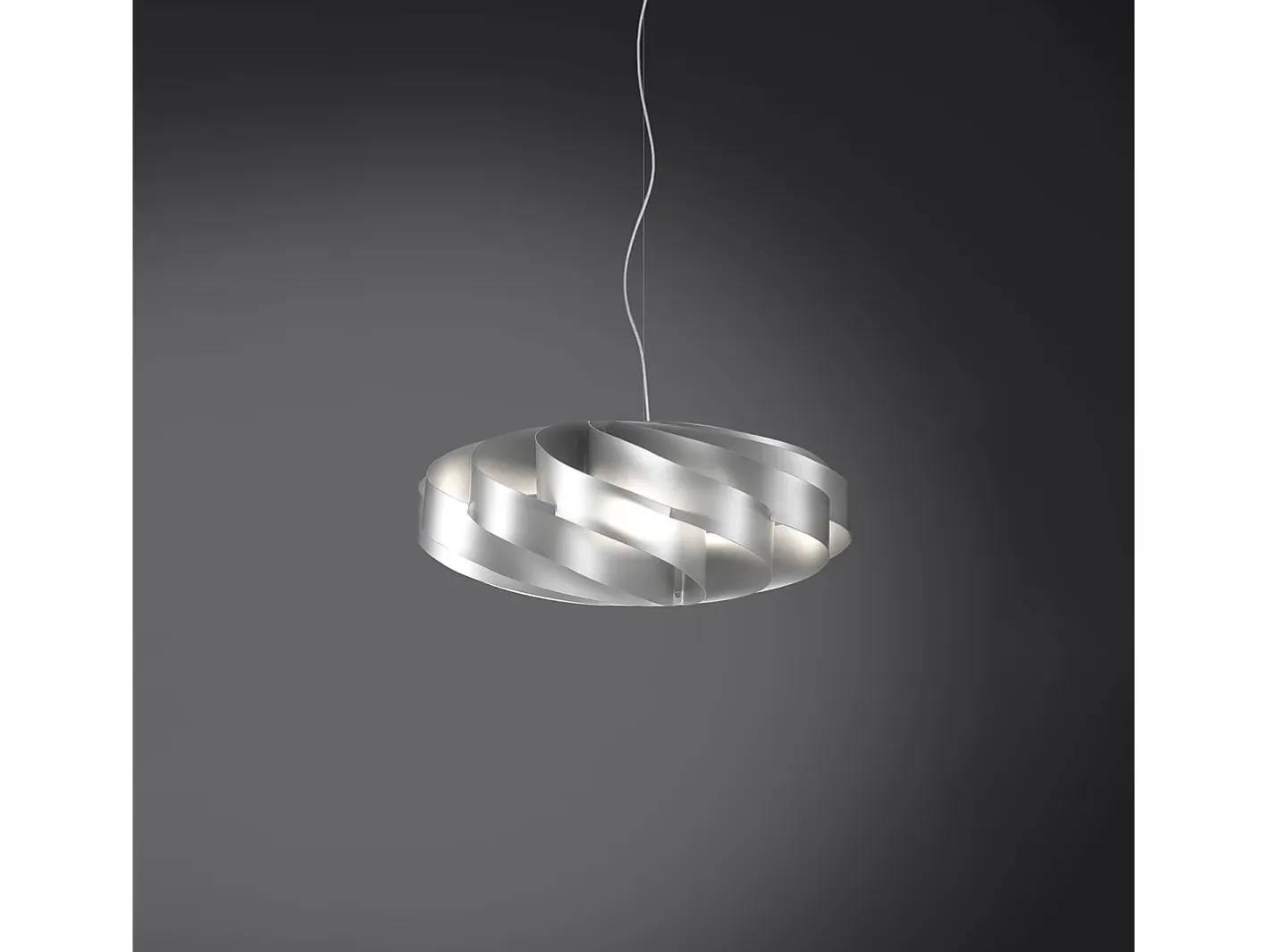 New Sospensione Moderna Flat Polilux ® Argento E Metallo Cromo 1 Luce E14 Plateado
