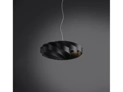 Sale Sospensione Moderna Flat Polilux ® Nero E Metallo Cromo 1 Luce E27 D60Cm Negro