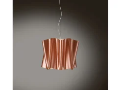 Lámpara Suspendida-Sospensione Moderna Folio Polilux ® Rame E Metallo Cromo 1 Luce E27 D40Cm Cobrizo