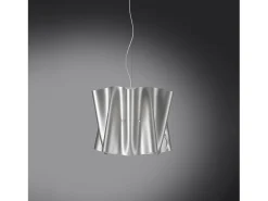 Lámpara Suspendida-Sospensione Moderna Folio Polilux ® Argento E Metallo Cromo 1 Luce E27 D40Cm Plateado