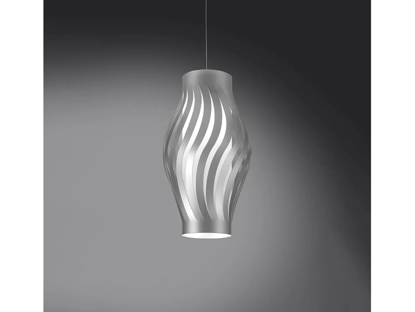 Sospensione Moderna Helios Polilux ® Argento 1 Luce E27 H40Cm Blanco