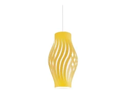 Lámpara Suspendida-Sospensione Moderna Helios Polilux ® Ocra Pastello 1 Luce E27 H40Cm Blanco