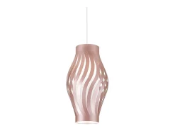 New Sospensione Moderna Helios Polilux ® Pink Metal 1 Luce E27 H61Cm Blanco