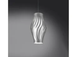 Lámpara Suspendida-Sospensione Moderna Helios Polilux ® Argento 1 Luce E27 H61Cm Blanco