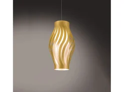 Lámpara Suspendida-Sospensione Moderna Helios Polilux ® New Gold 1 Luce E27 H61Cm Dorado