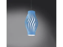 Lámpara Suspendida-Sospensione Moderna Helios Polilux ® Blu Pastello 1 Luce E27 H40Cm Blanco