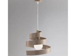Lámpara Suspendida-Sospensione Moderna Helix 1 Luce In Ferro Laccato Tortora Topo