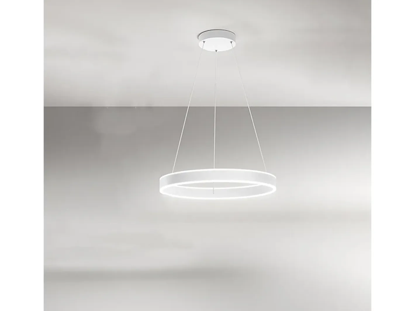 Lámpara Suspendida-Sospensione Moderna Kirko Metallo Bianco Led 48W 3000K Blanco