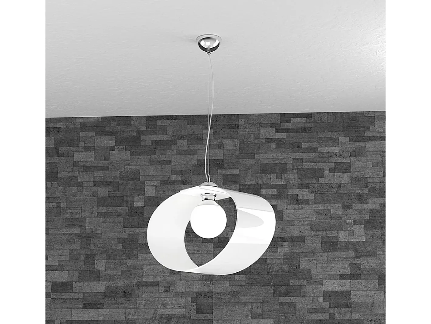 Best Sospensione Moderna Lap Metallo E Vetro Bianco 1 Luce E27 42Cm Blanco