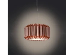 Lámpara Suspendida-Sospensione Moderna Louise Polilux ® Rame E Metallo Cromo 1 Luce E27 Cobrizo