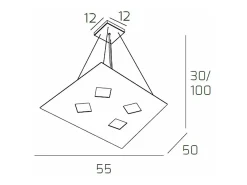 Sospensione Moderna Note Metallo Sabbia 4 Luci Gx53 Marru00f3n Sale