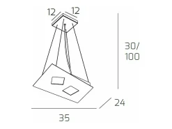 Lámpara Suspendida-Sospensione Moderna Note Metallo Bianco 2 Luci Gx53 Blanco