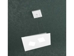 Lámpara Suspendida-Sospensione Moderna Note Metallo Bianco 2 Luci Gx53 Blanco