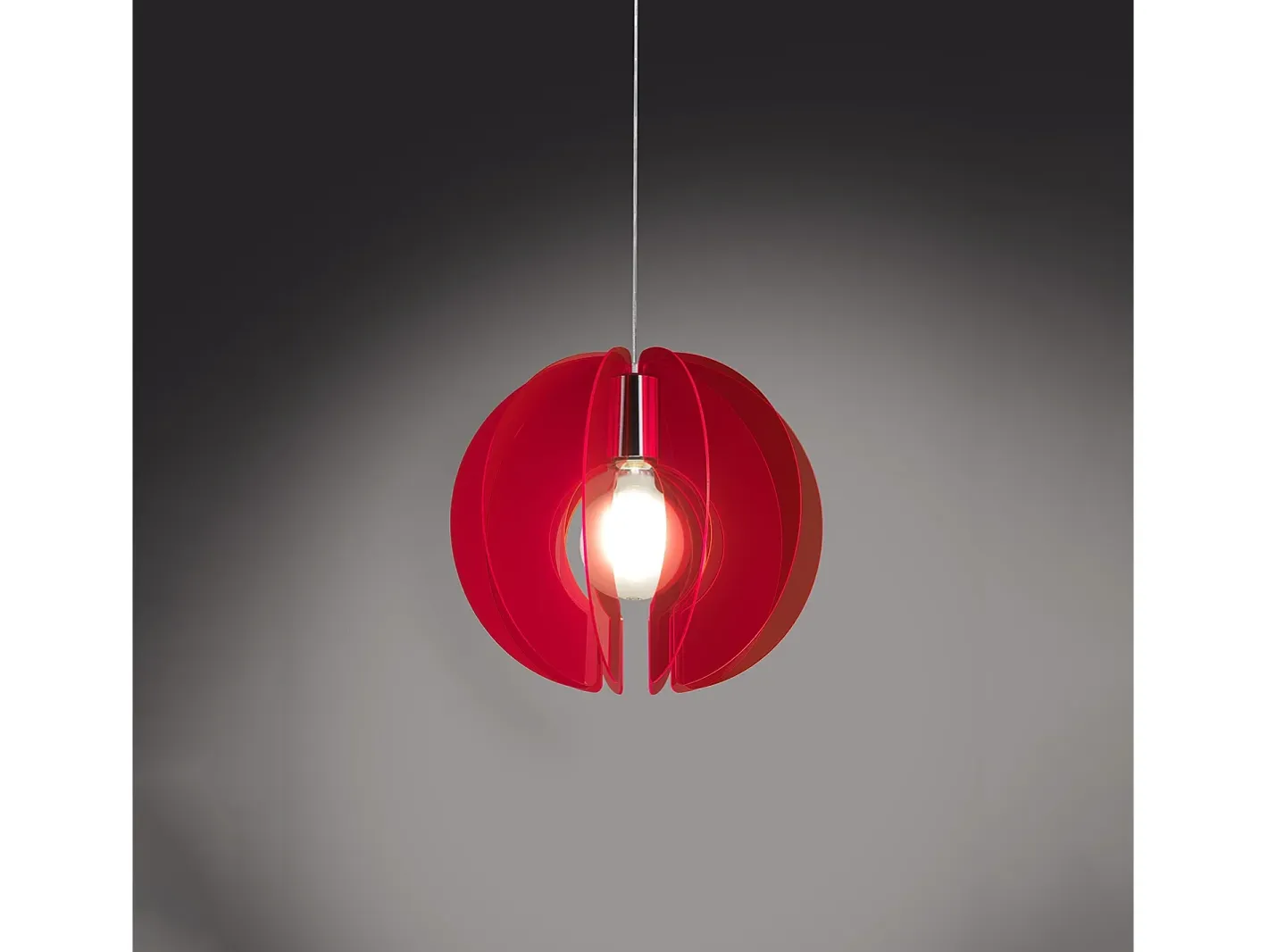 Lámpara Suspendida-Sospensione Moderna Space Collection Polilux ® Rosso Fluorescente 1 Luce E27 Plateado