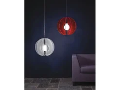 Lámpara Suspendida-Sospensione Moderna Space Collection Polilux ® Rosso Fluorescente 1 Luce E27 Plateado