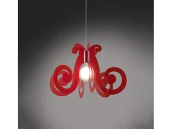 Clearance Sospensione Moderna Space Collection Polilux ® Rosso Fluorescente E27 D64Cm Plateado