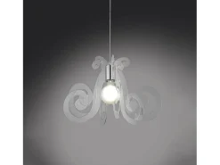 Lámpara Suspendida-Sospensione Moderna Space Collection Polilux ® Trasp Metallo Cromo E27 D64Cm Plateado