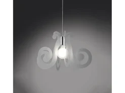 Lámpara Suspendida-Sospensione Moderna Space Collection Polilux ® Satinato Metallo Cromo E27 D64Cm Plateado