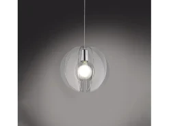 Lámpara Suspendida-Sospensione Moderna Space Collection Polilux ® Trasparente E Metallo Cromo E27 Plateado