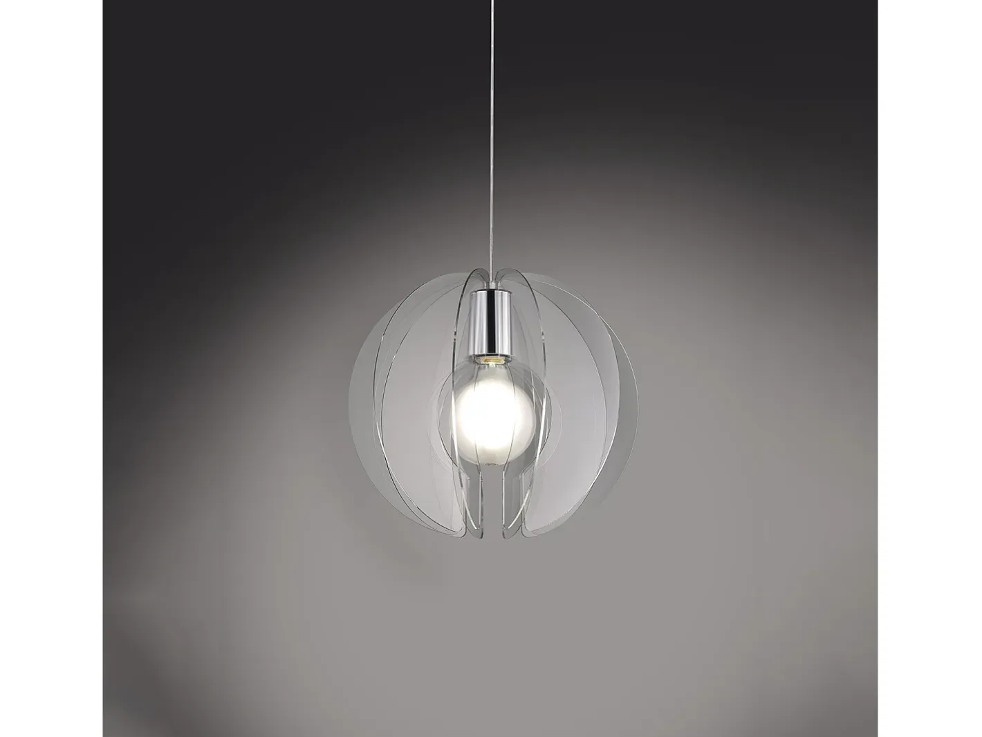 Lámpara Suspendida-Sospensione Moderna Space Collection Polilux ® Trasparente E Metallo Cromo E27 Plateado