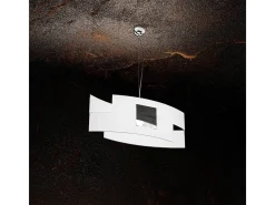 Sospensione Moderna Tetris Color Metallo Cromo Vetro Bianco 1 Luce E27 Blanco New