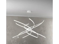Sospensione Moderna Tornado Alluminio Bianco Led 88W D.100Cm Luce Calda Blanco Sale