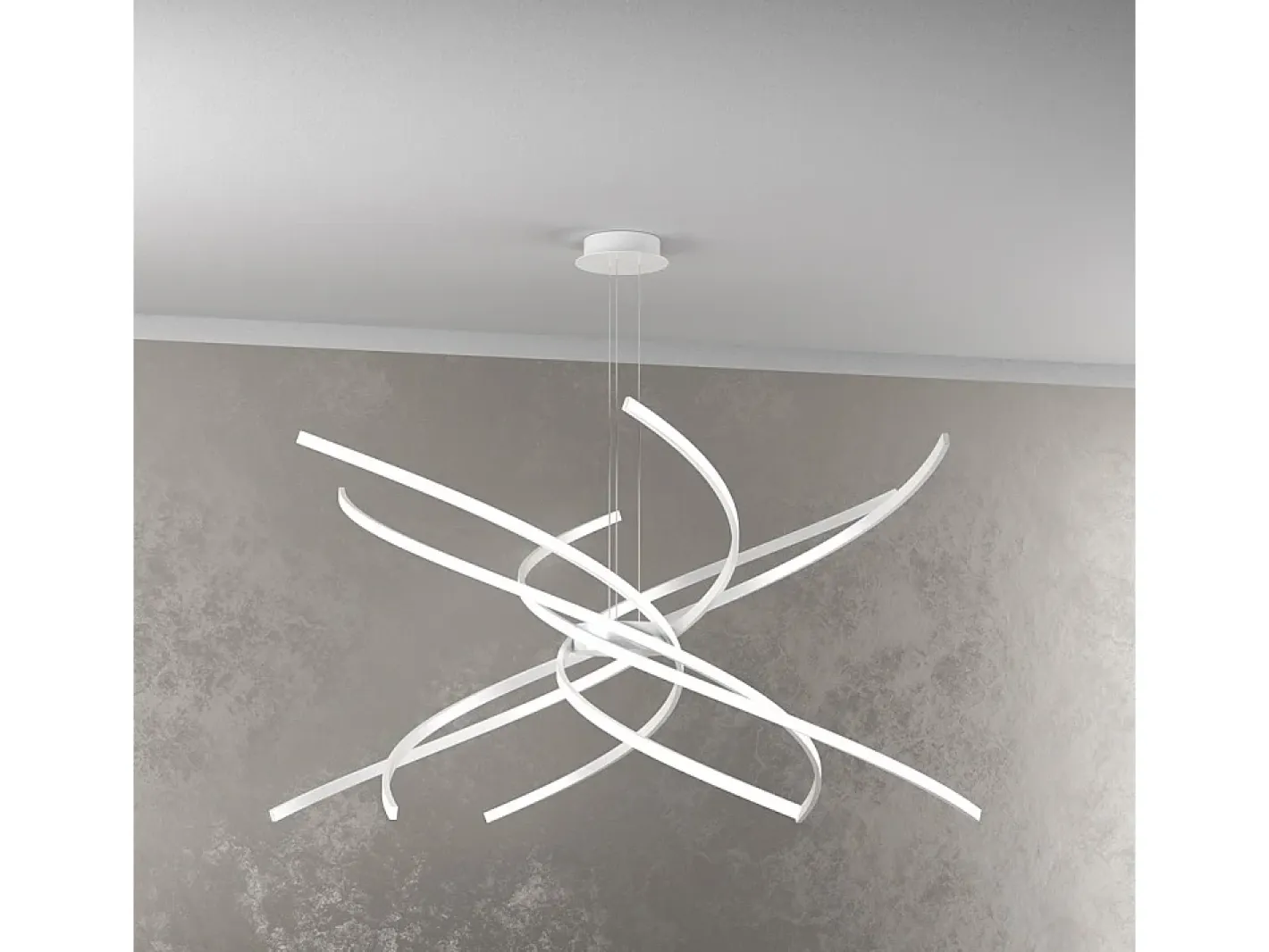Sospensione Moderna Tornado Alluminio Bianco Led 88W D.100Cm Luce Calda Blanco Sale