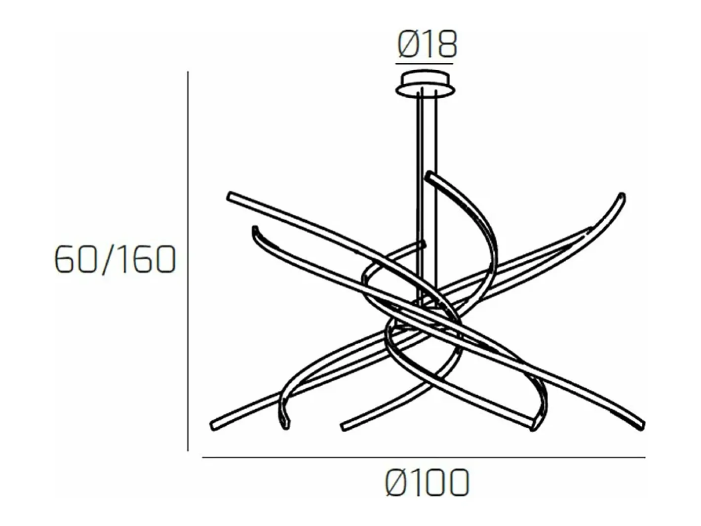 Sospensione Moderna Tornado Alluminio Bianco Led 88W D.100Cm Luce Calda Blanco Sale