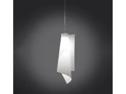 Lámpara Suspendida-Sospensione Moderna Vela Polilux ® Bianco E Metallo Cromo 1 Luce E27 H68Cm Blanco