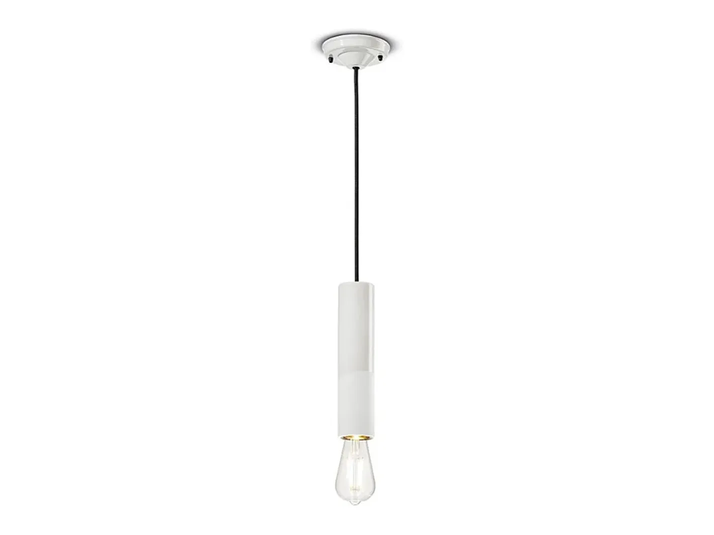 Ferroluce Lámpara Suspendida-Sospensione Piccola Vintage Decò Pi Ceramica Bianco Grezzo 1 Luce E27 Blanco