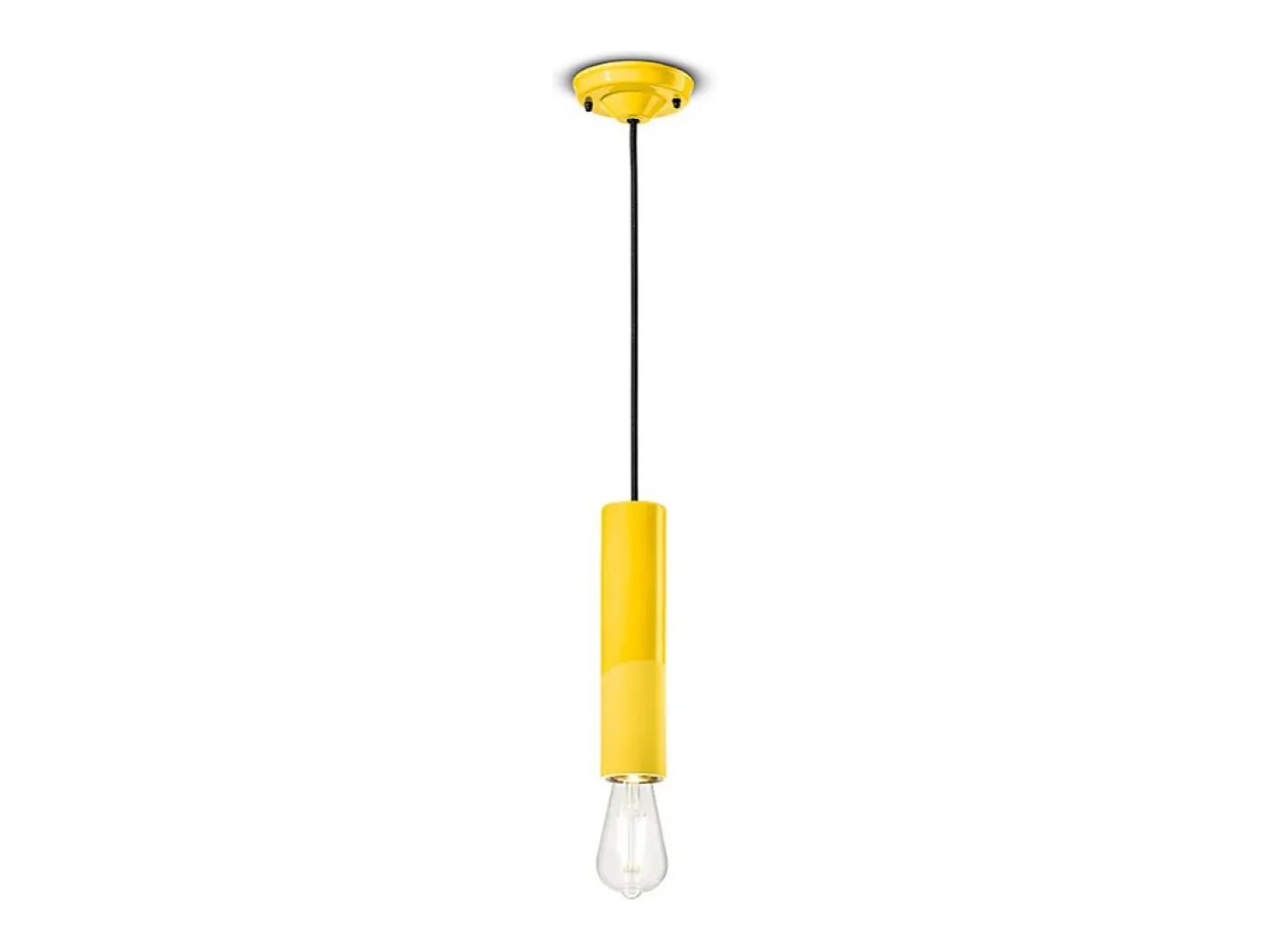Discount Ferroluce Sospensione Piccola Vintage Decò Pi Ceramica Giallo Limone 1 Luce E27 Amarillo