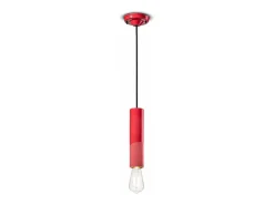 Ferroluce Sospensione Piccola Vintage Decò Pi Ceramica Rosso Corallo 1 Luce E27 Rojo Clearance
