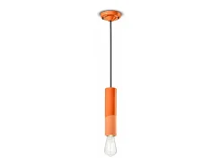 Ferroluce Lámpara Suspendida-Sospensione Piccola Vintage Decò Pi Ceramica Arancio Pesca 1 Luce E27 Naranja