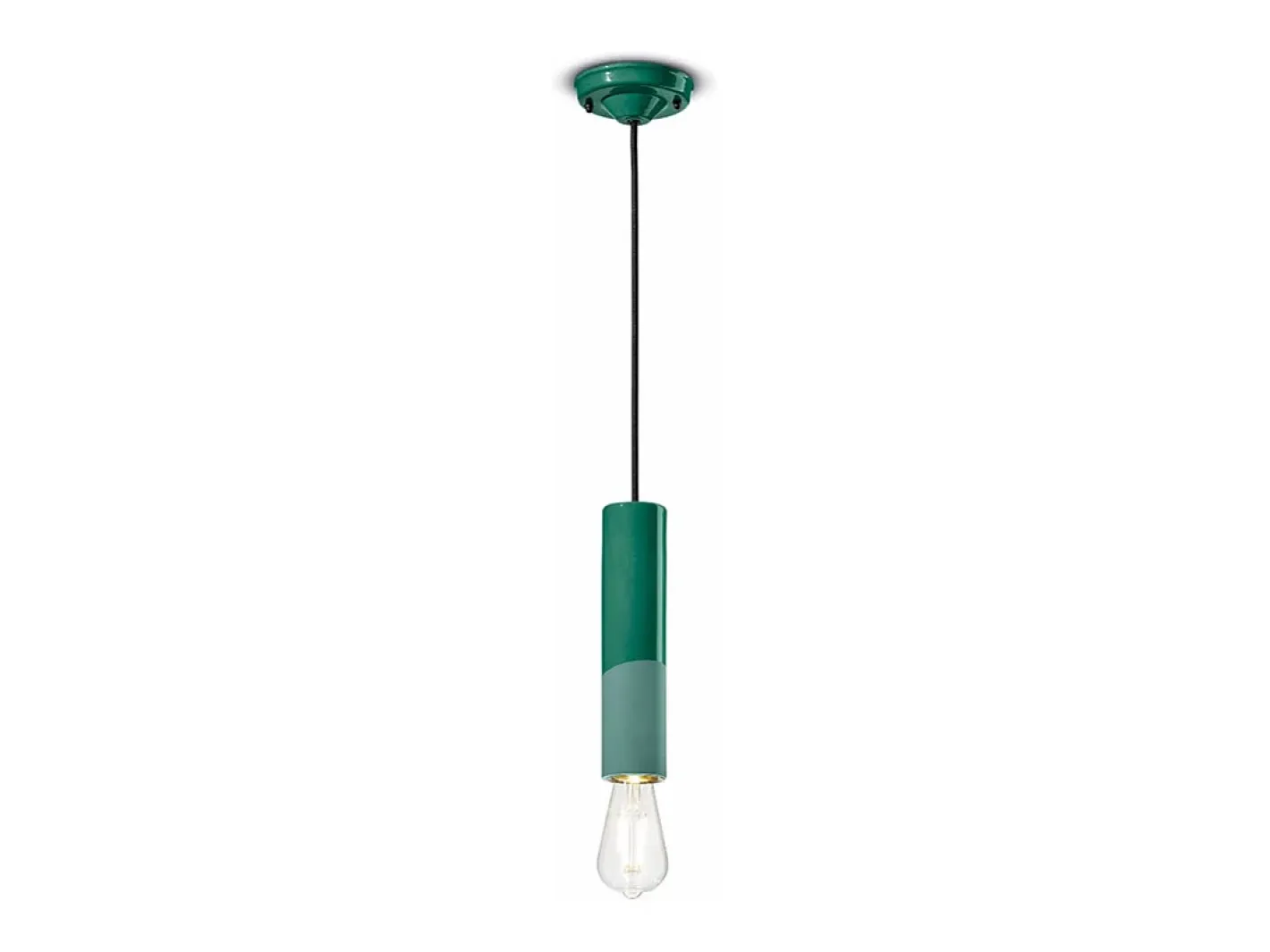 Ferroluce Sospensione Piccola Vintage Decò Pi Ceramica Bottiglia 1 Luce E27 Verde Sale