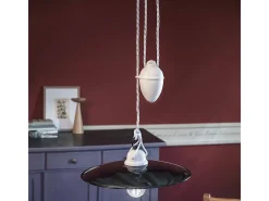 Outlet Ferroluce Sospensione Saliscendi Classico Potenza Ferro E Ceramica Nero 35Cm 1 Luce E27 Negro