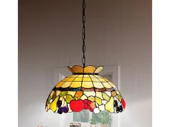 Sospensione Stile Tiffany Vetro 1 Luce E27 Multicolor