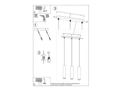 Best Sollux Lighting Sospensione Tripla Grigio Chiaro GU10 Lámpara colgante triple claro GU10 Gris