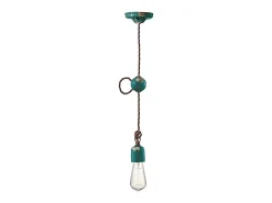 Ferroluce Lámpara Suspendida-Sospensione Vintage Ceramica 1 Luce E27 Verde