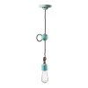 Ferroluce Sospensione Vintage Ceramica Azzurra 1 Luce E27 Azul celeste Discount