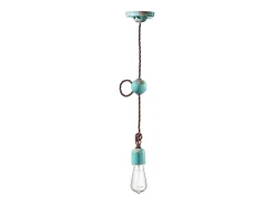 Ferroluce Sospensione Vintage Ceramica Azzurra 1 Luce E27 Azul celeste Discount