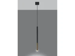 Sollux Lighting Lámpara Suspendida-Sottile Lampada a Sospensione 8 cm Nera, Oro G9 Lámpara Colgante Slim 8cm , Dorado G9 Negro