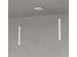 Square Tube Sospensione 2 Luci Grigio Cavo Cm.250 Con Base Gris Discount