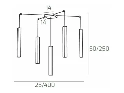 Square Tube Sospensione 5 Luci Bianco Cavo Cm.250 Con Base Blanco Discount