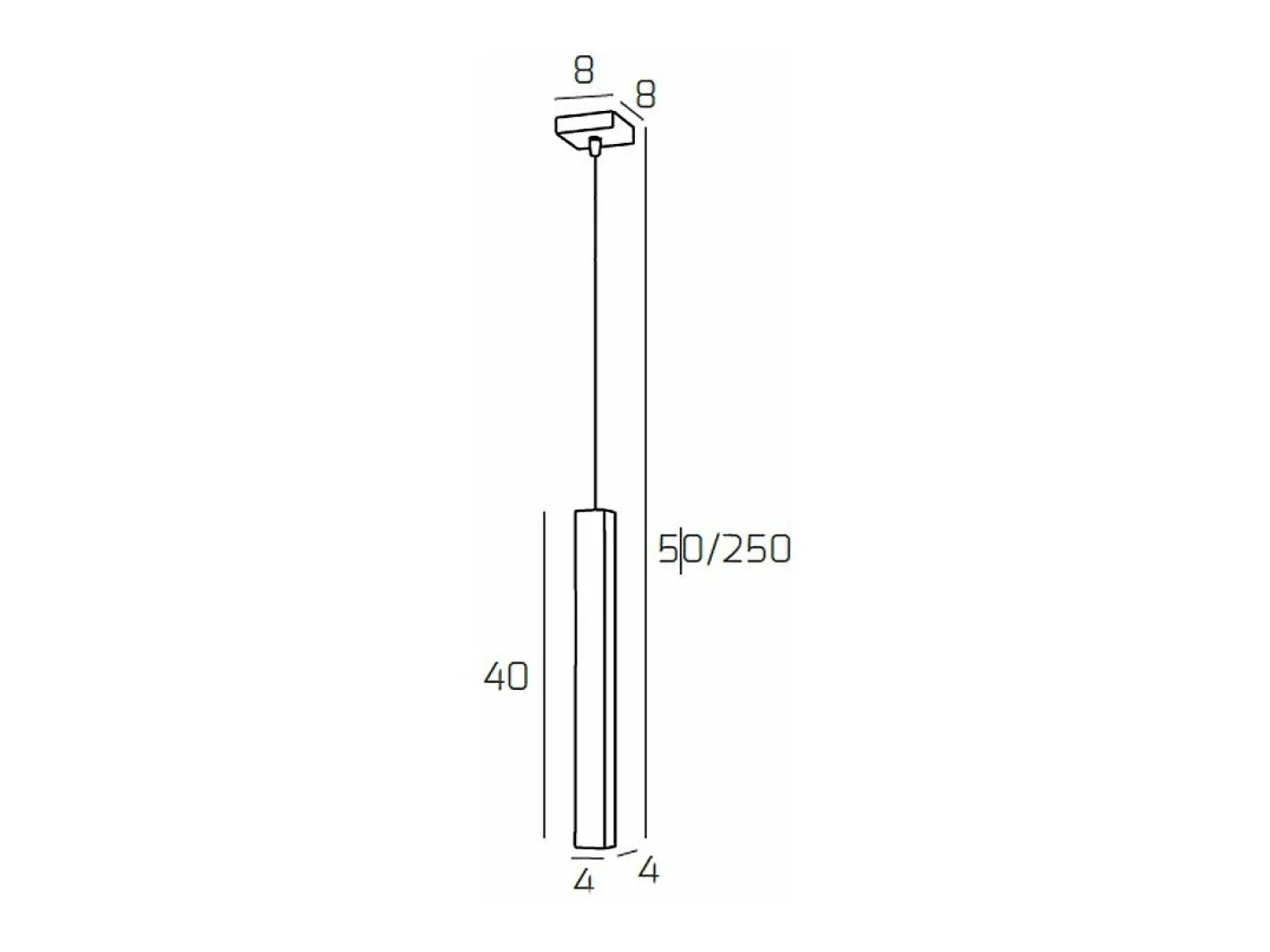 Square Tube Sospensione 1 Luce Nero Cavo Cm.250 Con Base Negro Outlet